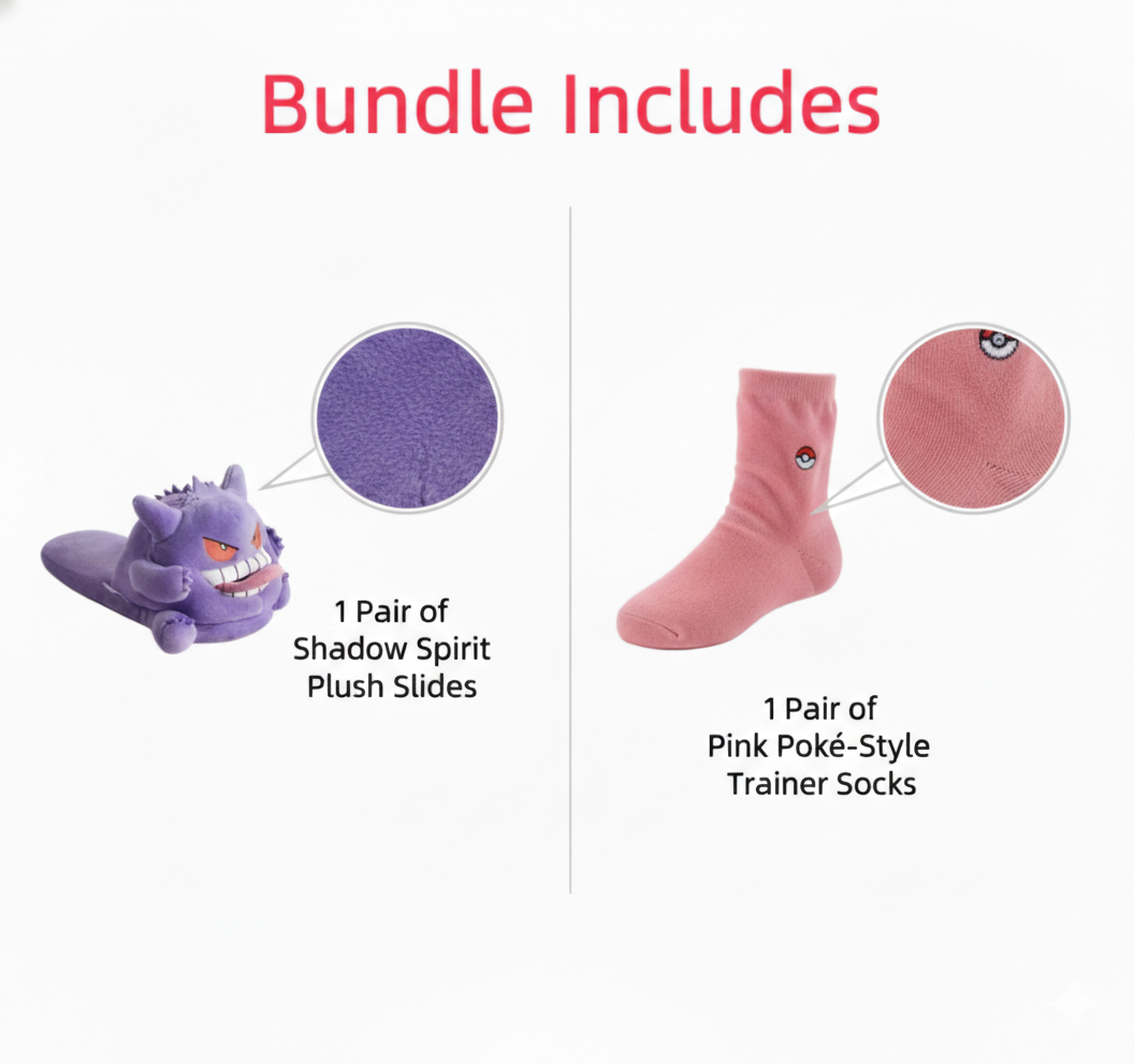 Shadow Spirit Plush Slippers & Sock Bundle
